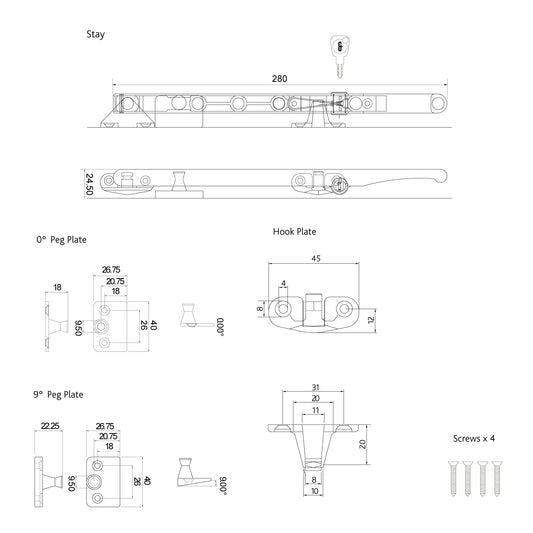 Architectural Locking Casement Stay -Standard