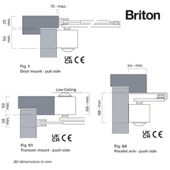 Briton 2003V Size 2-4 Overhead Door Closer