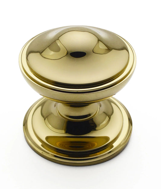 Bold 100mm center door knob with a substantial design, available in premium finishes like polished brass, chrome, and satin chrome. Adds sophistication to residential or commercial entrances.