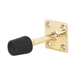 Euro Art Door Stop with a square base design, available in polished brass and polished chrome finishes. Provides stable door protection while adding a modern touch to your space.