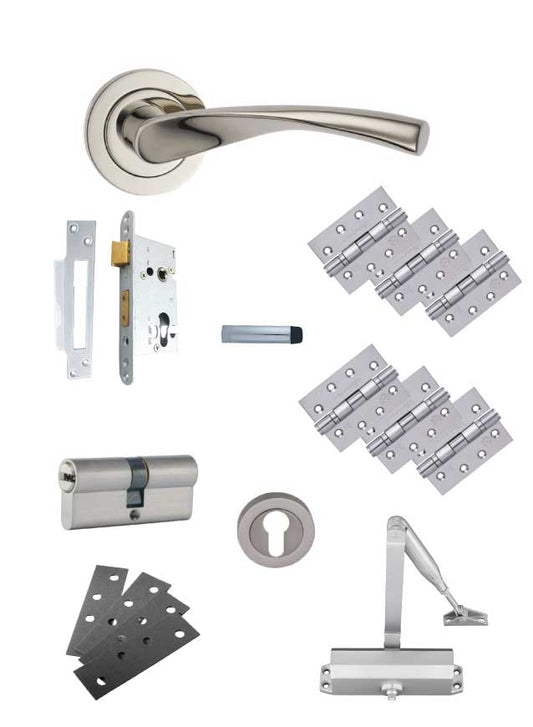 Door Handle Set 12 with Lock Set & Door Closer