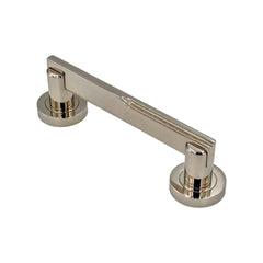 Prior solid brass pull handle, 229mm in length and 51mm wide, available in polished brass, polished nickel, and satin nickel finishes, ideal for contemporary interior doors