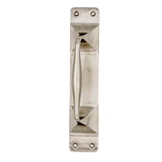 Pull Handle on Plate in Brass & Nickel Finish - 300 x 63 mm