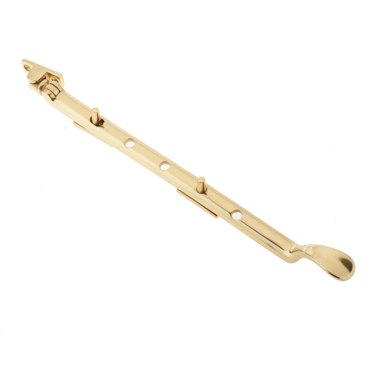 12-inch Euro Art casement stay with polished brass, polished chrome, or satin chrome options.