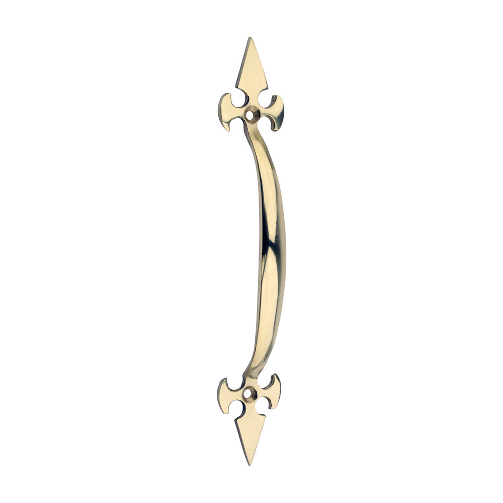 Fleur De Lys Door Handle -175mm - Solid Brass