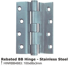 Rebated BB Hinge - Stainless Steel -100x88x3mm (O3 F-CEF)